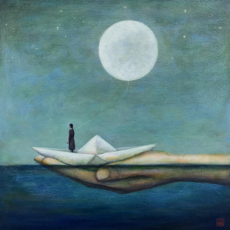 Duy Huynh painting - Moonlit Voyage